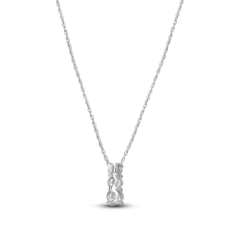 Main Image 4 of Lab-Grown Diamond Graduated Three-Stone Stack Necklace 1/2 ct tw 14K White Gold 18"