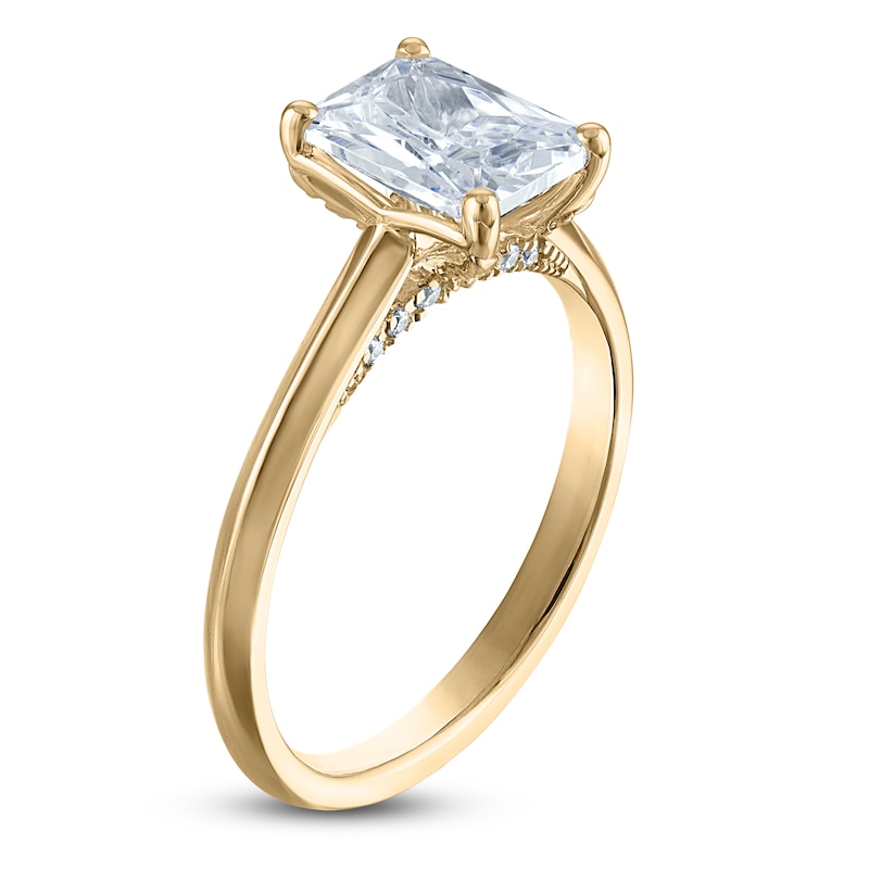 Main Image 2 of Radiant-Cut Lab-Grown Diamond Solitaire Plus Engagement Ring 2 ct tw 18K Yellow Gold(VS2/F)