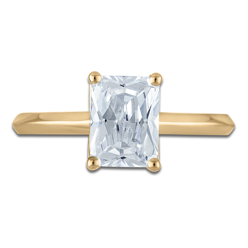 Main Image 3 of Radiant-Cut Lab-Grown Diamond Solitaire Plus Engagement Ring 2 ct tw 18K Yellow Gold(VS2/F)