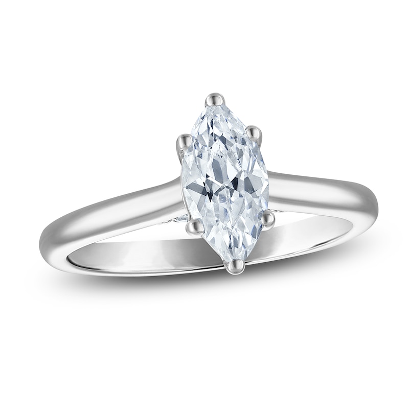 Main Image 1 of Marquise-Cut Lab-Grown Diamond Solitaire Plus Engagement Ring 1 ct tw Platinum (VS2/F)