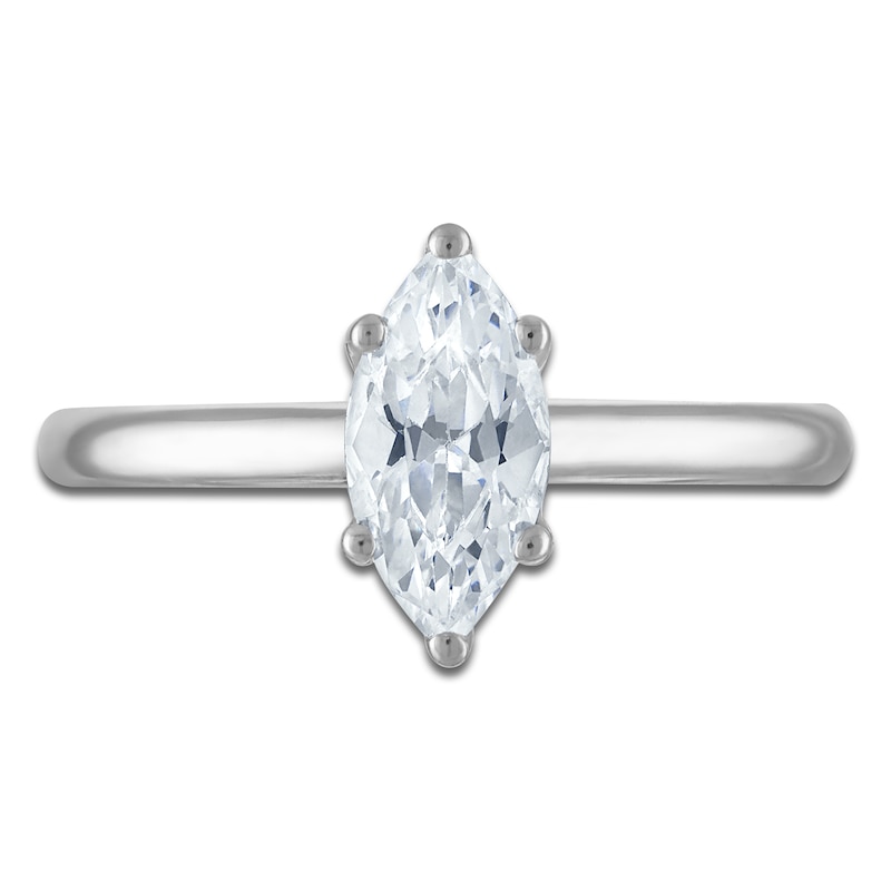 Main Image 3 of Marquise-Cut Lab-Grown Diamond Solitaire Plus Engagement Ring 1 ct tw Platinum (VS2/F)