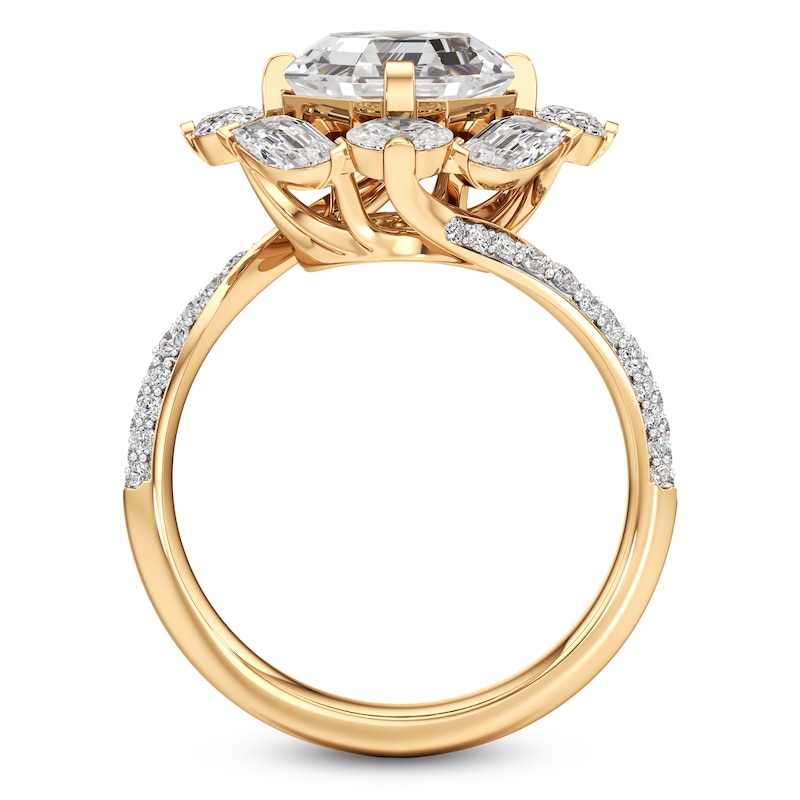 Main Image 2 of J'Lure Octagon Step-Cut Lab-Grown Diamond Halo Bypass Engagement Ring 4-1/3 ct tw 18K Yellow Gold