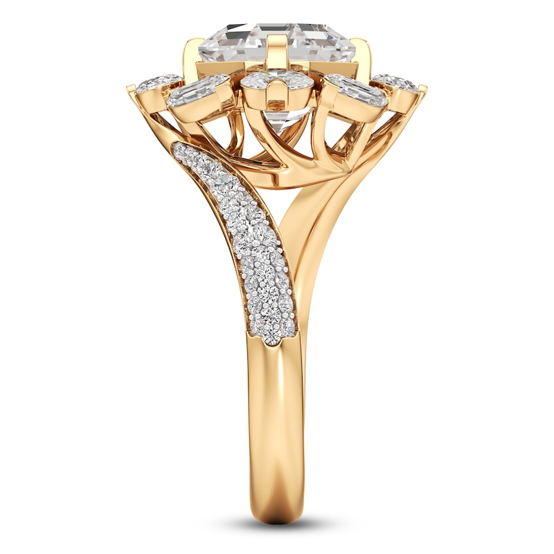 Main Image 3 of J'Lure Octagon Step-Cut Lab-Grown Diamond Halo Bypass Engagement Ring 4-1/3 ct tw 18K Yellow Gold