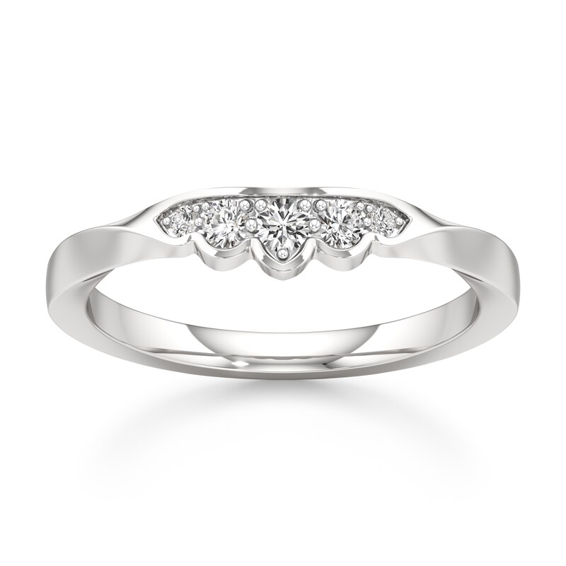 Main Image 1 of J'Lure Lab-Grown Diamond Scalloped Wedding Band 1/8 ct tw 18K White Gold