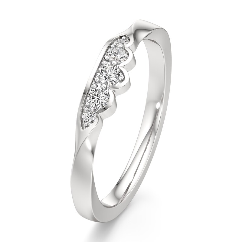 Main Image 4 of J'Lure Lab-Grown Diamond Scalloped Wedding Band 1/8 ct tw 18K White Gold