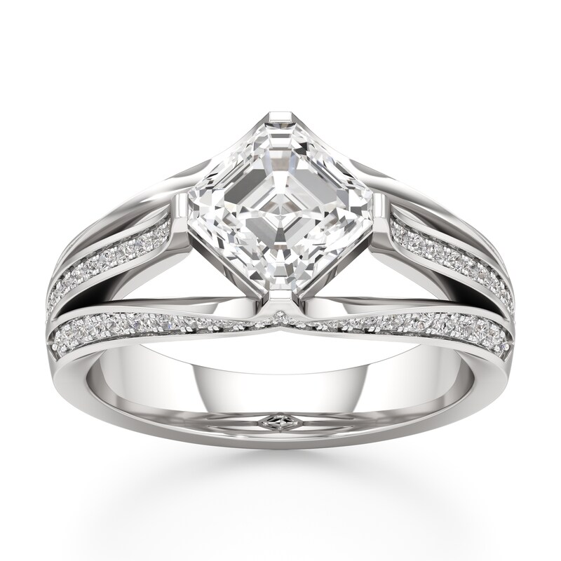 Main Image 1 of J'Lure Lab-Grown Diamond Square-Emerald Step-Cut Engagement Ring 2-3/8 ct tw 18K White Gold