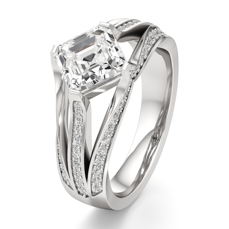 Main Image 4 of J'Lure Lab-Grown Diamond Square-Emerald Step-Cut Engagement Ring 2-3/8 ct tw 18K White Gold