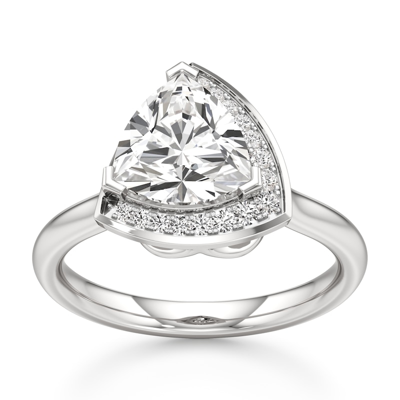 Main Image 1 of J'Lure Trillion Curved Brilliant-Cut Lab-Grown Diamond Half-Halo Engagement Ring 2 ct tw 18K White Gold