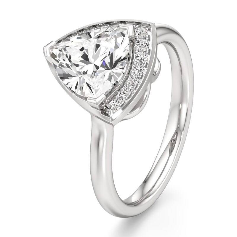 Main Image 4 of J'Lure Trillion Curved Brilliant-Cut Lab-Grown Diamond Half-Halo Engagement Ring 2 ct tw 18K White Gold
