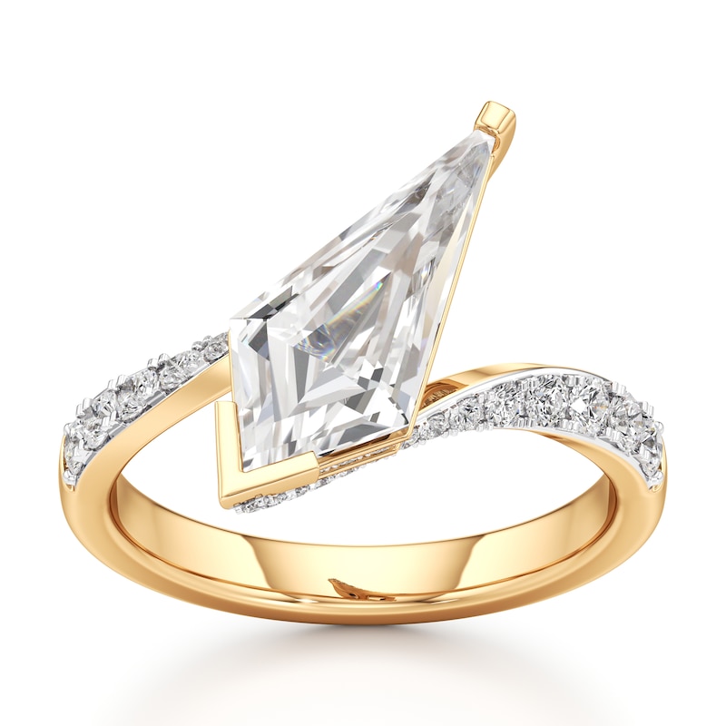 Main Image 1 of J'Lure Kite Step-Cut Lab-Grown Diamond Bypass Engagement Ring 2-1/2 ct tw 18K Yellow Gold