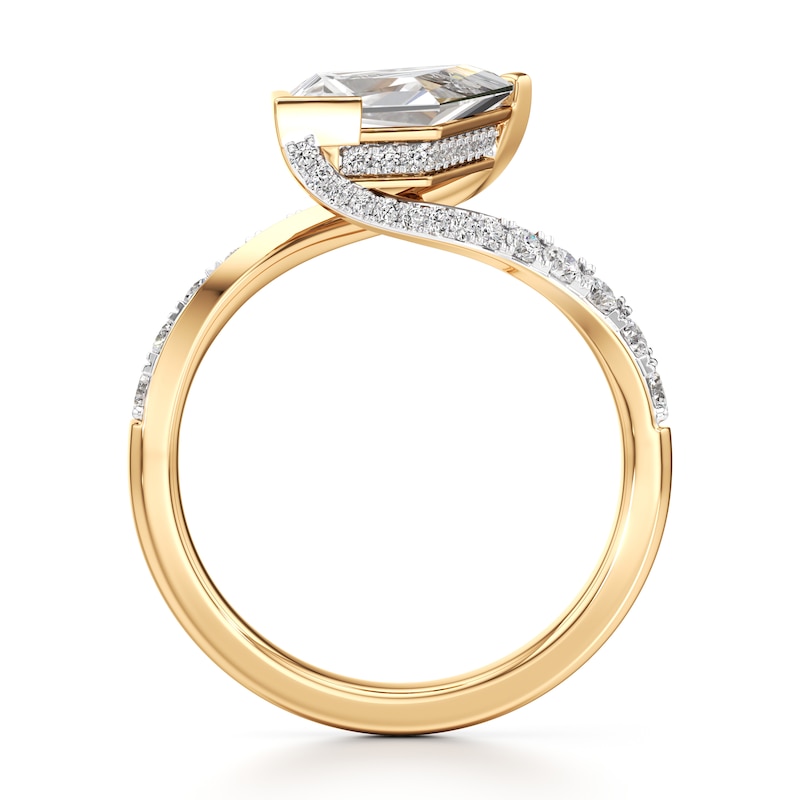 Main Image 2 of J'Lure Kite Step-Cut Lab-Grown Diamond Bypass Engagement Ring 2-1/2 ct tw 18K Yellow Gold