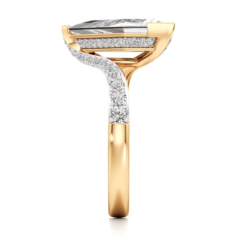 Main Image 3 of J'Lure Kite Step-Cut Lab-Grown Diamond Bypass Engagement Ring 2-1/2 ct tw 18K Yellow Gold