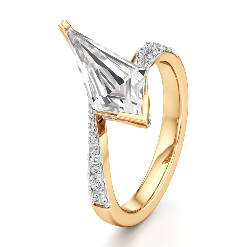 Main Image 4 of J'Lure Kite Step-Cut Lab-Grown Diamond Bypass Engagement Ring 2-1/2 ct tw 18K Yellow Gold