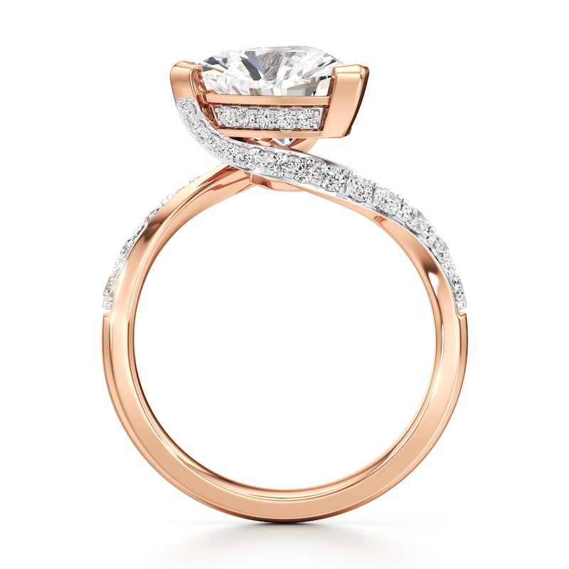 Main Image 2 of J'Lure Trillion Curved Brilliant-Cut Lab-Grown Diamond Bypass Engagement Ring 3-1/2 ct tw 18K Rose Gold