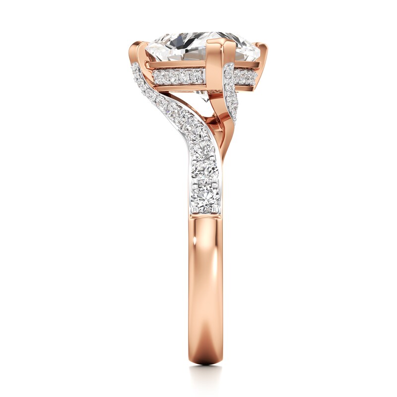 Main Image 3 of J'Lure Trillion Curved Brilliant-Cut Lab-Grown Diamond Bypass Engagement Ring 3-1/2 ct tw 18K Rose Gold