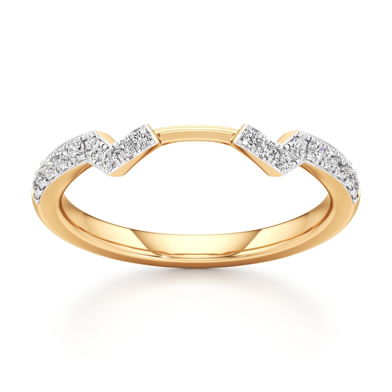Main Image 1 of J'Lure Lab-Created Diamond Angled Contour Wedding Band 1/5 ct tw 18K Yellow Gold