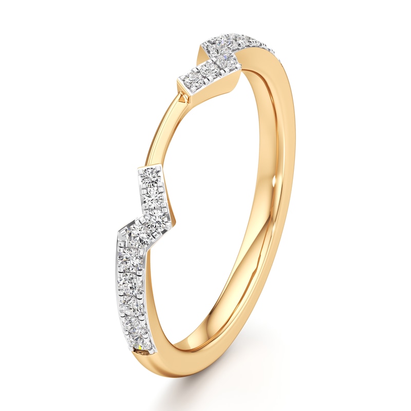 Main Image 4 of J'Lure Lab-Created Diamond Angled Contour Wedding Band 1/5 ct tw 18K Yellow Gold