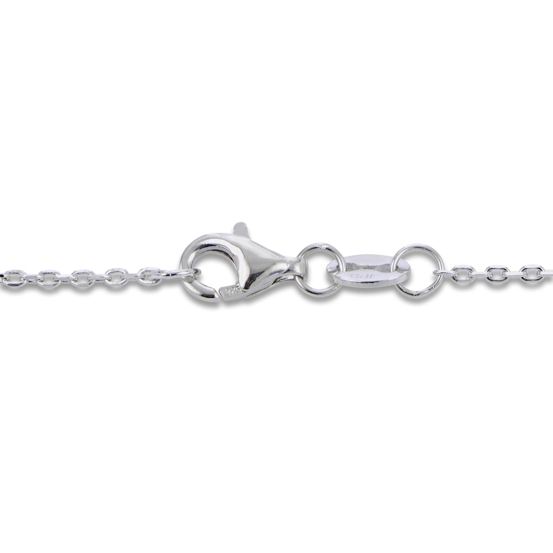Main Image 3 of Cultured Pearl & White Lab-Created Sapphire Drop Necklace Sterling Silver 18"