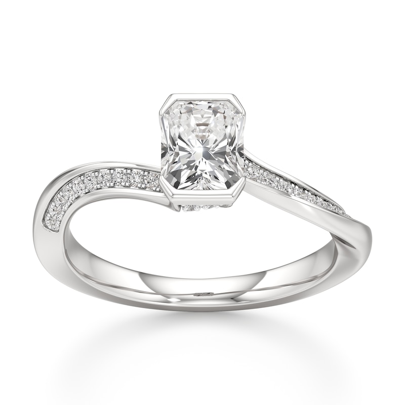 Main Image 1 of J'Lure Radiant Brilliant-Cut Lab-Grown Diamond Bypass Engagement Ring 1-1/6 ct tw 18K White Gold