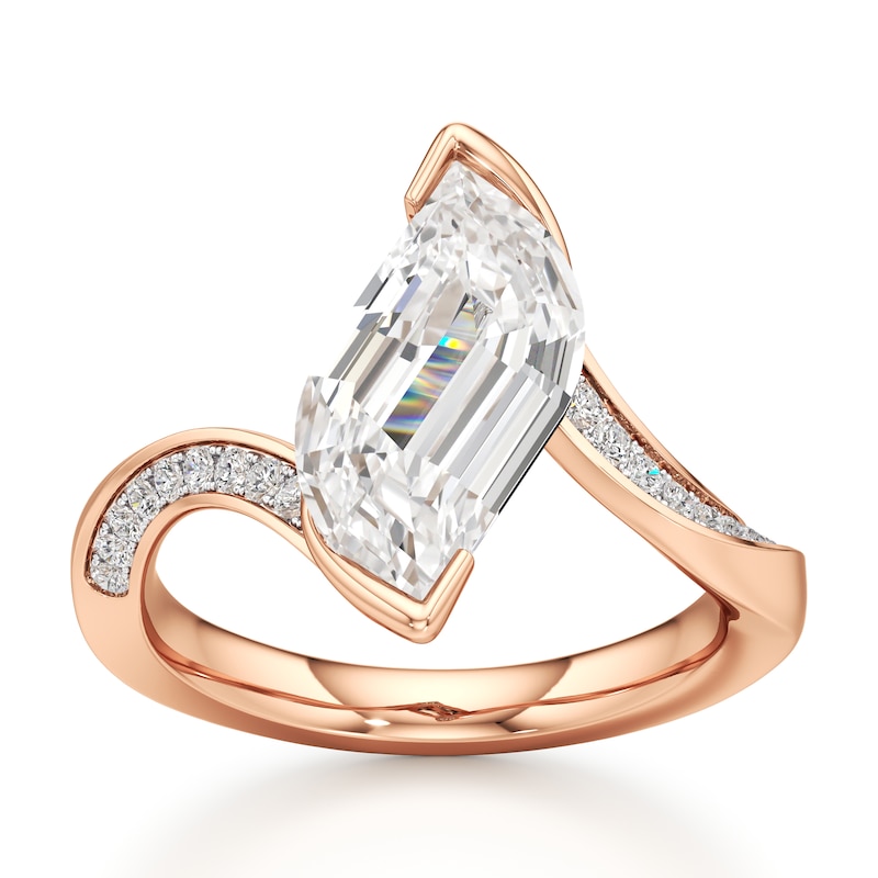 Main Image 1 of J'Lure Leaf Step-Cut Lab-Grown Diamond Bypass Engagement Ring 3-1/5 ct tw 18K Rose Gold