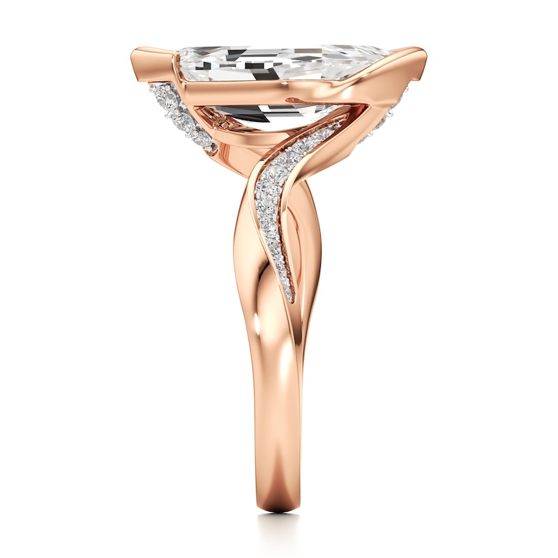 Main Image 3 of J'Lure Leaf Step-Cut Lab-Grown Diamond Bypass Engagement Ring 3-1/5 ct tw 18K Rose Gold