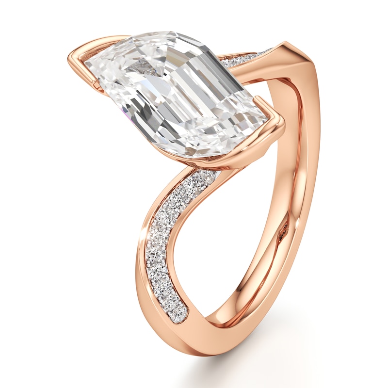 Main Image 4 of J'Lure Leaf Step-Cut Lab-Grown Diamond Bypass Engagement Ring 3-1/5 ct tw 18K Rose Gold