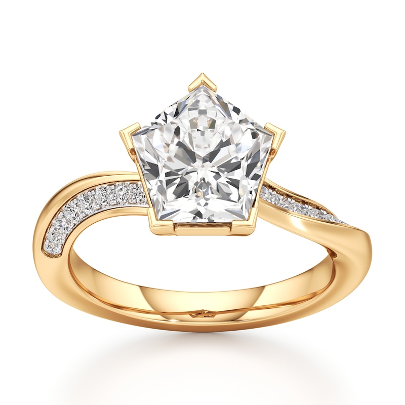 Main Image 1 of J'Lure Pentagon Brilliant-Cut Lab-Grown Diamond Bypass Engagement Ring 3-1/5 ct tw 18K Yellow Gold