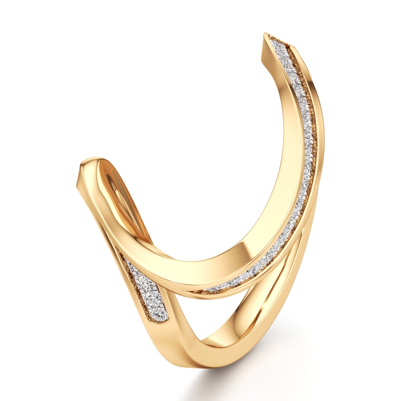 Main Image 4 of J'Lure Lab-Grown Diamond Contour Wedding Band 1/6 ct tw 18K Yellow Gold