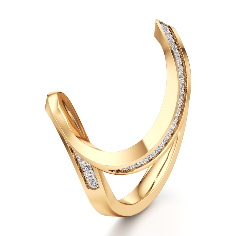Main Image 4 of J'Lure Lab-Grown Diamond Contour Wedding Band 1/6 ct tw 18K Yellow Gold