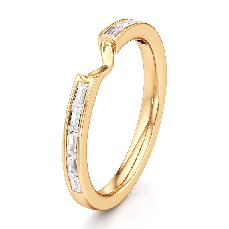Main Image 4 of J'Lure Baguette-Cut Lab-Grown Diamond Contour Wedding Band 3/8 ct tw 18K Yellow Gold
