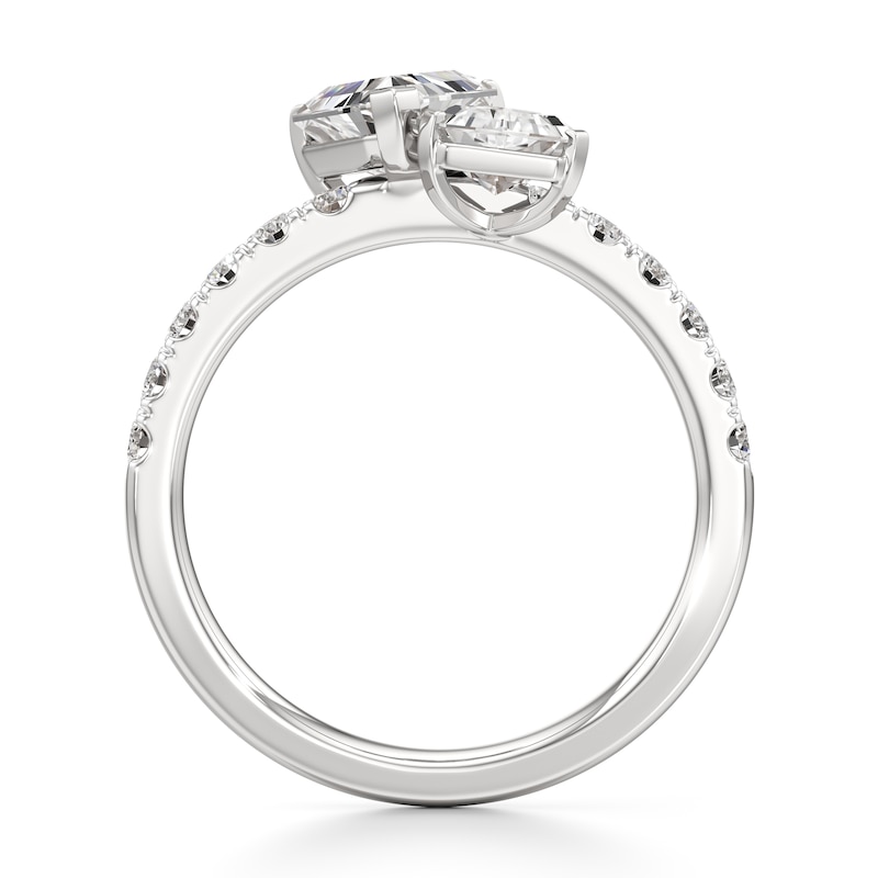 Main Image 2 of J'Lure Shield Step-Cut Two-Stone Lab-Grown Diamond Engagement Ring 1-7/8 ct tw 18K White Gold
