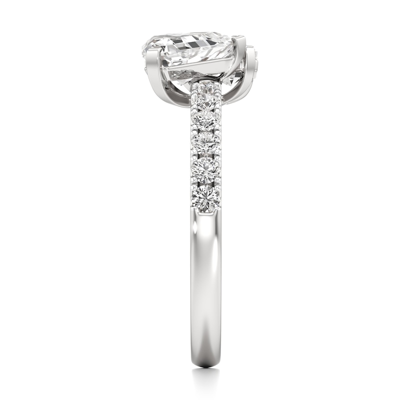 Main Image 3 of J'Lure Shield Step-Cut Two-Stone Lab-Grown Diamond Engagement Ring 1-7/8 ct tw 18K White Gold