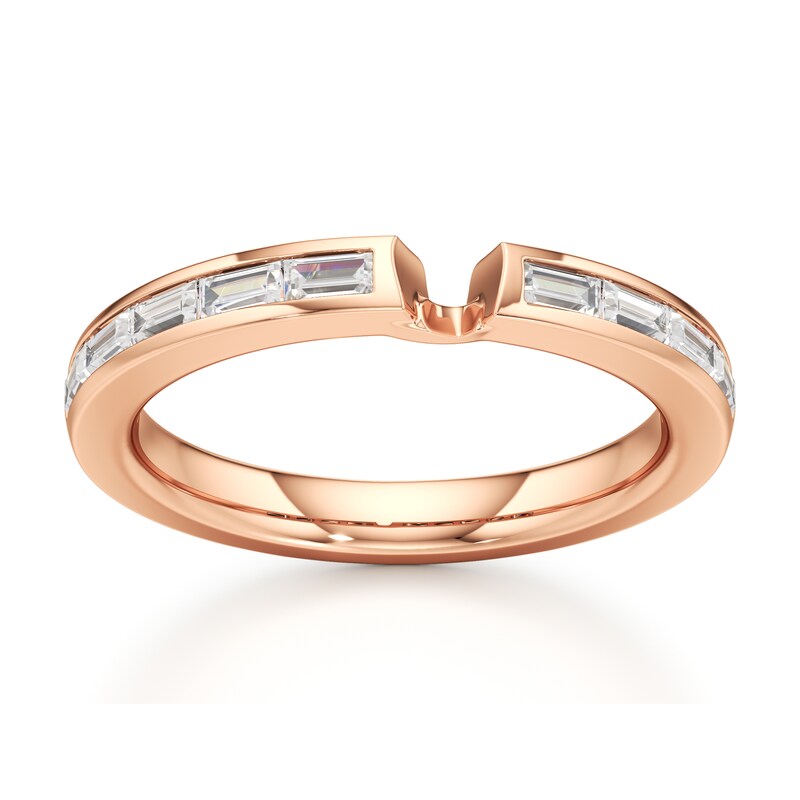 Main Image 1 of J'Lure Baguette-Cut Lab-Grown Diamond Contour Wedding Band 3/8 ct tw 18K Rose Gold