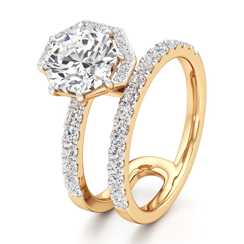 Main Image 4 of J'Lure Octagon Brilliant-Cut Lab-Grown Diamond Spiral Engagement Ring 2-1/2 ct tw 18K Yellow Gold