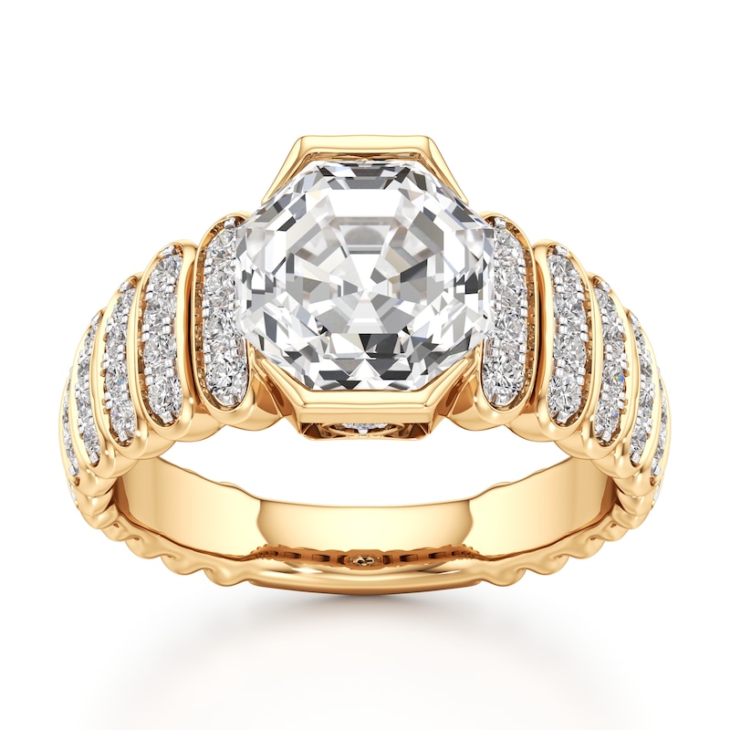 Main Image 1 of J'Lure Octagon Step-Cut Lab-Grown Diamond Engagement Ring 3-3/8 ct tw 18K Yellow Gold