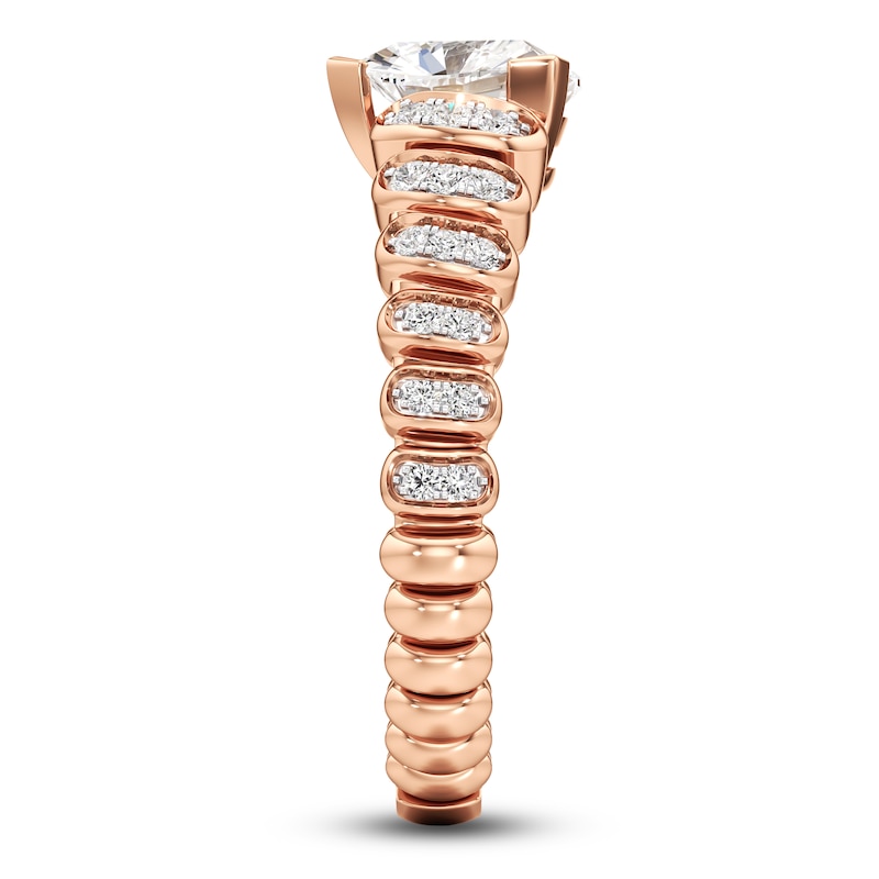 Main Image 3 of J'Lure Trillion Curved Brilliant-Cut Lab-Grown Diamond Engagement Ring 1-1/6 ct tw 18K Rose Gold