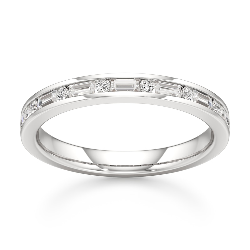 Main Image 1 of J'Lure Baguette & Round-Cut Lab-Grown Diamond Wedding Band 3/8 ct tw 18K White Gold