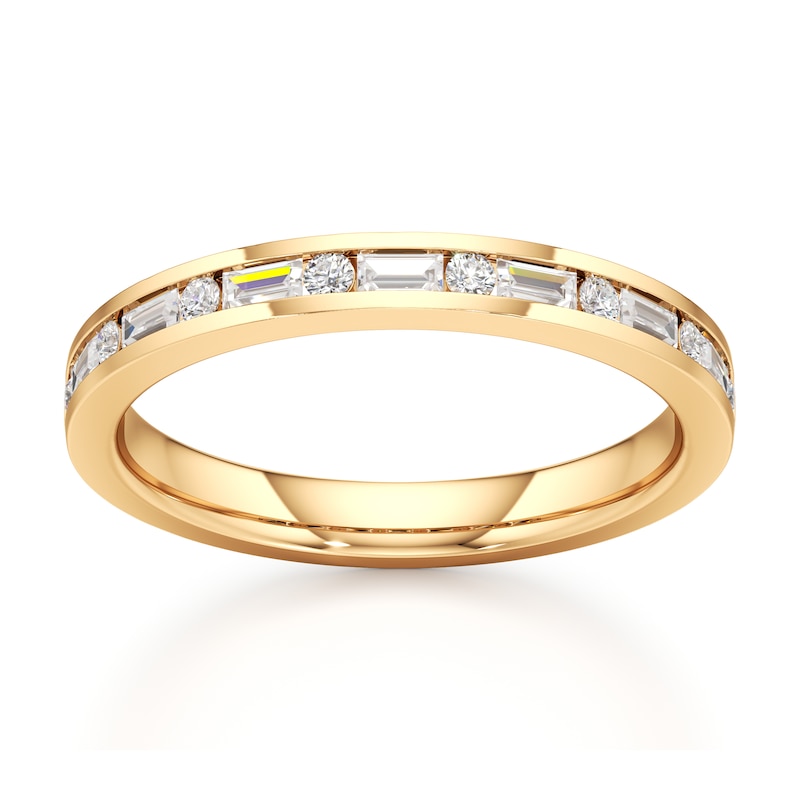 Main Image 1 of J'Lure Baguette & Round-Cut Lab-Grown Diamond Wedding Band 3/8 ct tw 18K Yellow Gold
