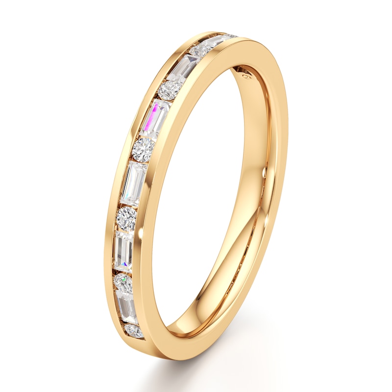 Main Image 4 of J'Lure Baguette & Round-Cut Lab-Grown Diamond Wedding Band 3/8 ct tw 18K Yellow Gold