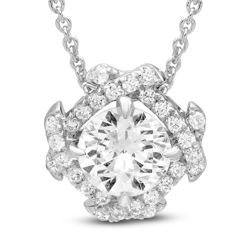 Main Image 1 of Unspoken Diamond Halo Necklace 2-1/2 ct tw 14K White Gold 18"