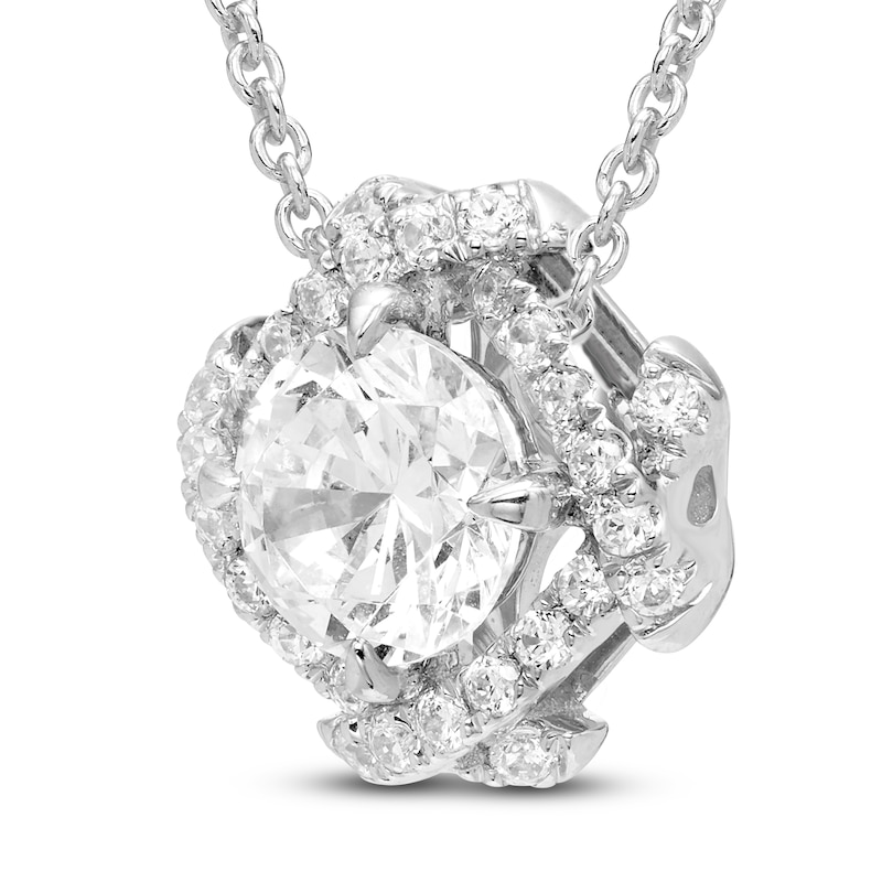Main Image 2 of Unspoken Diamond Halo Necklace 2-1/2 ct tw 14K White Gold 18"