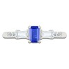 Thumbnail Image 3 of Rectangle-Cut Blue Lab-Created Sapphire & White Lab-Created Sapphire Ring Sterling Silver