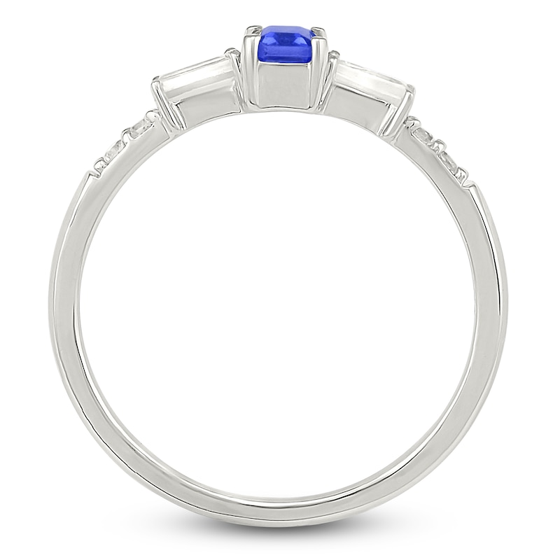 Main Image 4 of Rectangle-Cut Blue Lab-Created Sapphire & White Lab-Created Sapphire Ring Sterling Silver