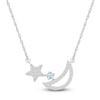 Thumbnail Image 1 of Natural Aquamarine & White Lab-Created Sapphire Moon & Star Necklace Sterling Silver 18"