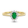 Thumbnail Image 3 of Pear-Shaped Natural Emerald & Round-Cut Diamond Ring 1/6 ct tw 14K Yellow Gold