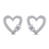 Thumbnail Image 3 of Diamond Solitaire Heart Stud Earrings 1/10 ct tw Sterling Silver