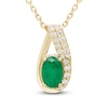 Thumbnail Image 1 of Oval-Cut Natural Emerald & Diamond Necklace 1/15 ct tw 10K Yellow Gold 18"