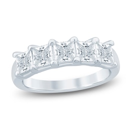Princess-Cut Lab-Grown Diamond Five-Stone Anniversary Ring 2 ct tw 14K White Gold