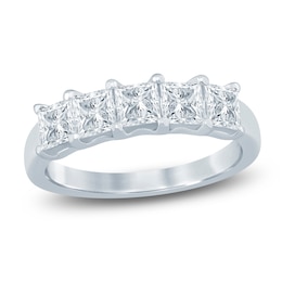Princess-Cut Lab-Grown Diamond Five-Stone Anniversary Ring 1-1/2 ct tw 14K White Gold