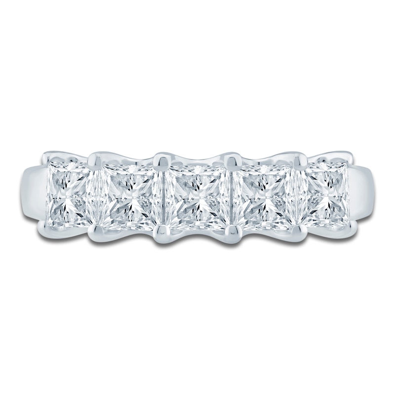 Main Image 3 of Princess-Cut Lab-Grown Diamond Five-Stone Anniversary Ring 1-1/2 ct tw 14K White Gold